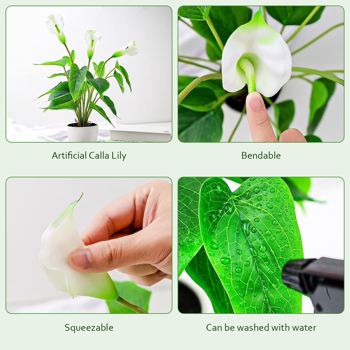Artificial Flower Plants Calla Lily 16 Inch Fake Peace Lily Potted Plant Whit…