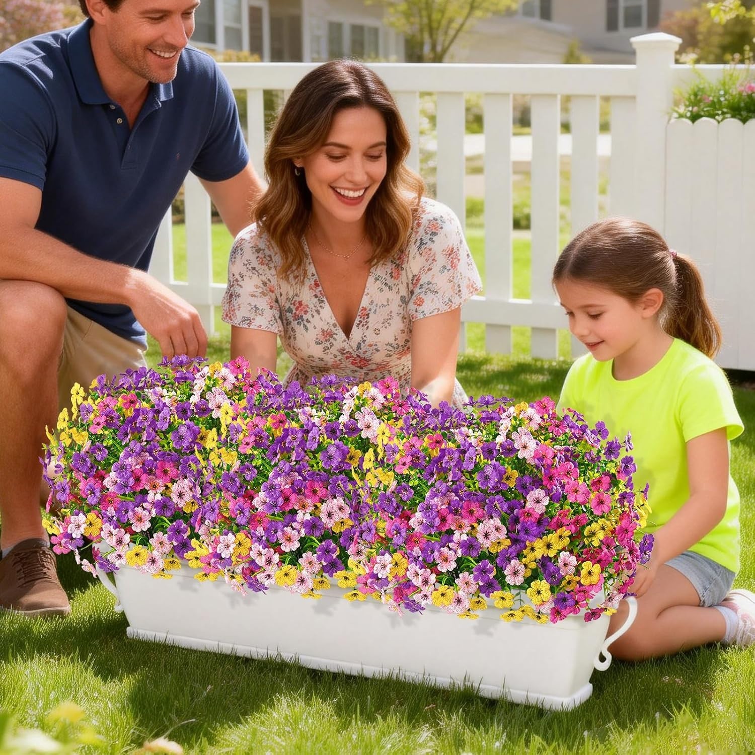 24 Bundles Artificial Flowers for Outdoors, UV Resistant Artificial Outdoor F…