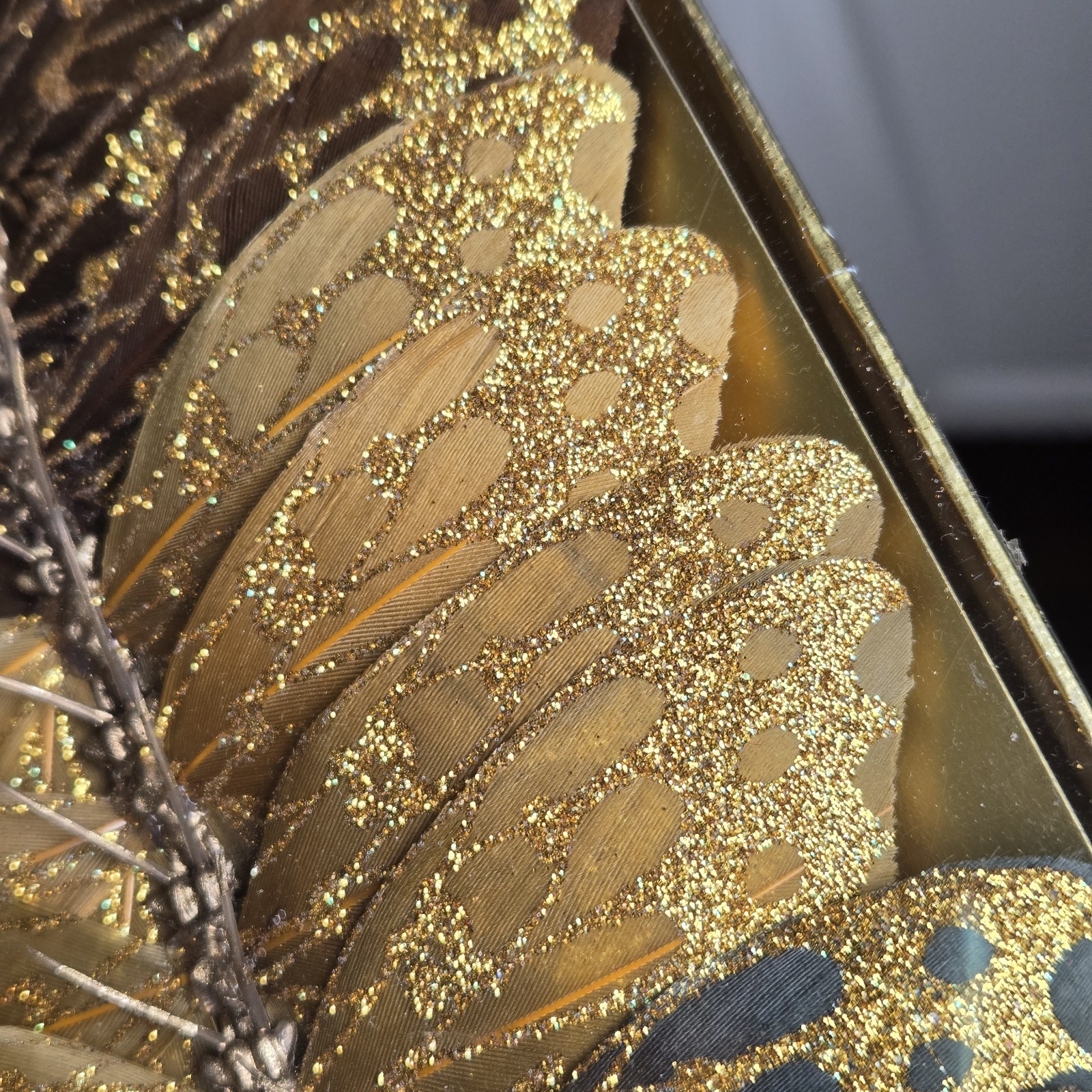 12 PC Dept 56 Gold Glitter Butterfly Butterflies Feather Decor Pick NIP