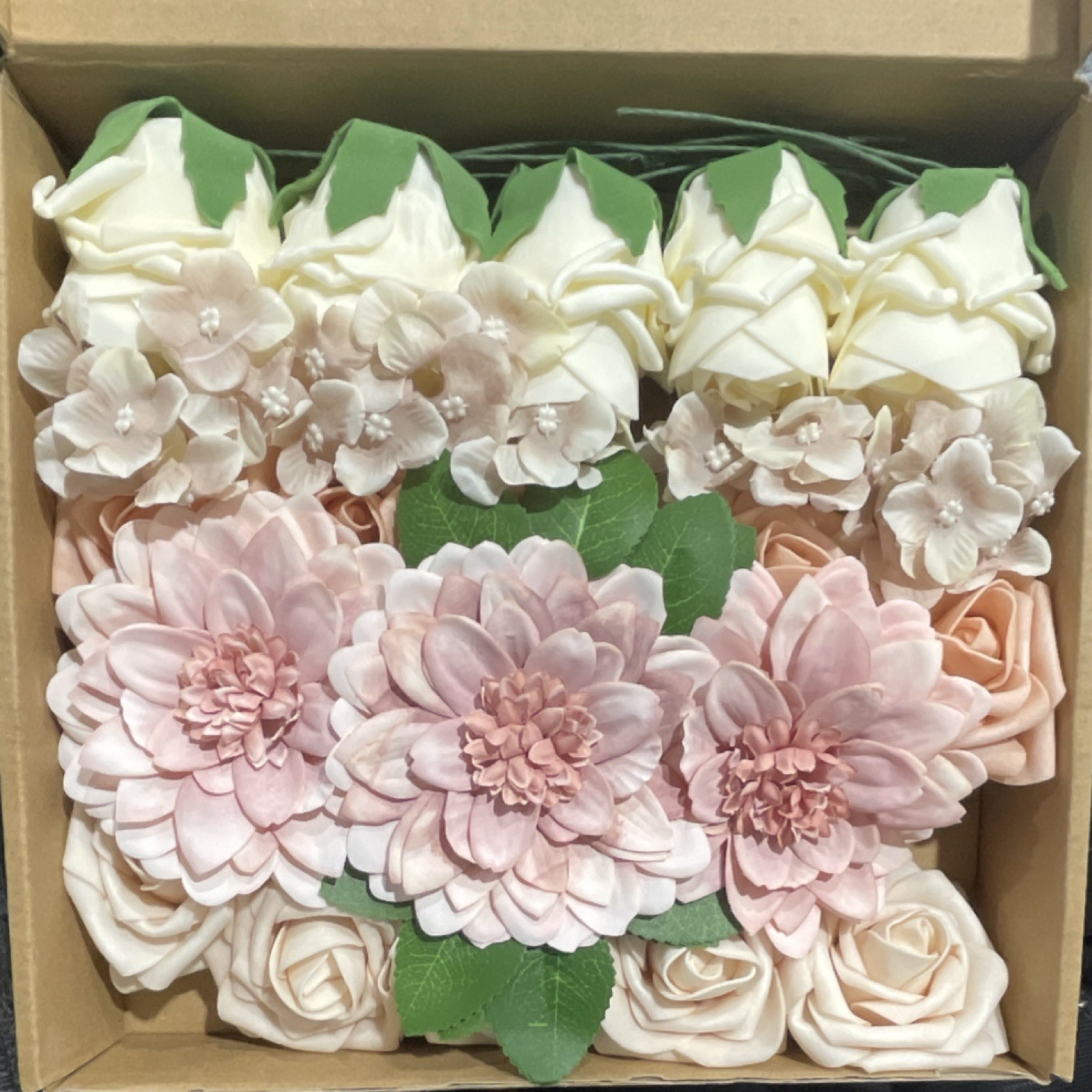Artificial Silk Rose & Chrysanthemum Flower Box Pink White