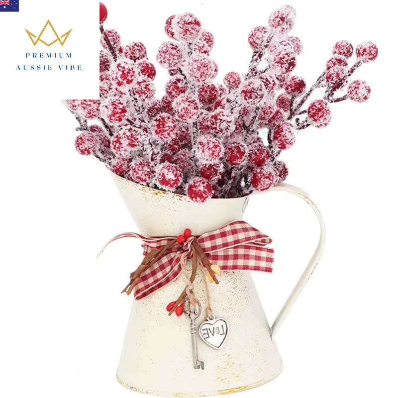 5/10Pcs Chritsmas Decoration Snowflake Red Berry Branche Chritsmas Tree Pendant