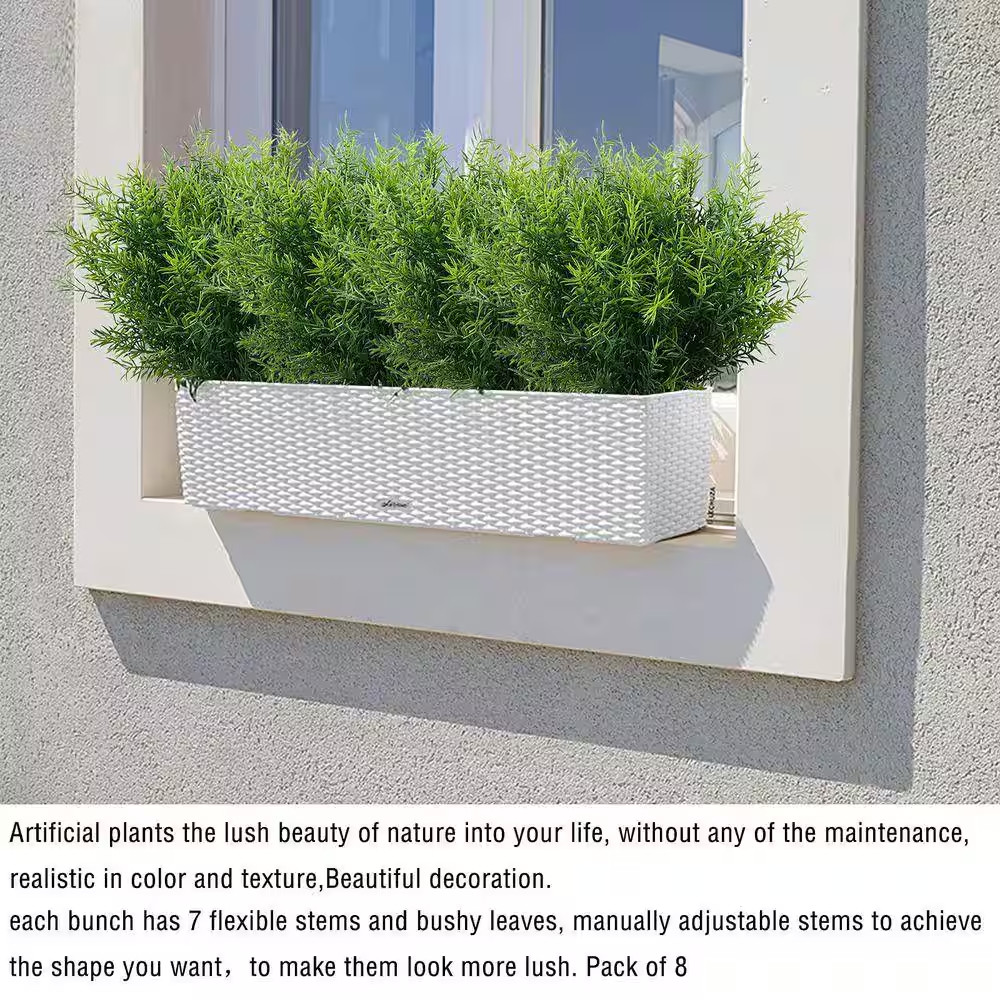 Artificial Fern 14 In. Greenery Plastic Grass Shrubs UV Resistant No Fade Faux F
