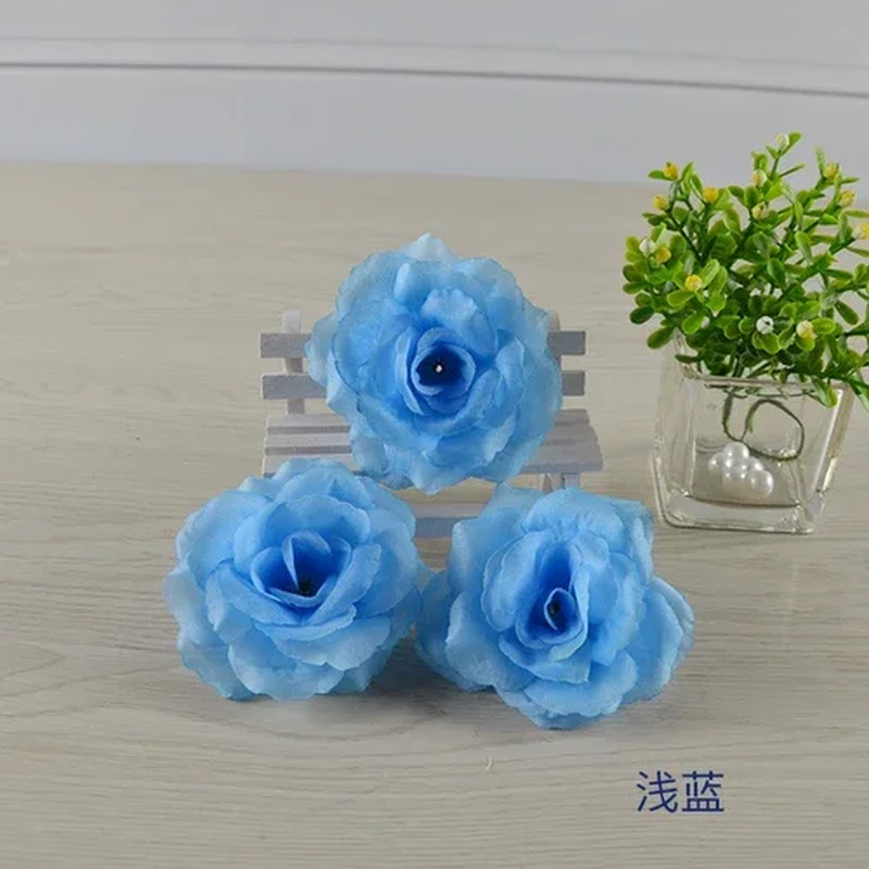 8cm Gold/Silver Artificial Rose Silk Flower Heads for DIY Decor