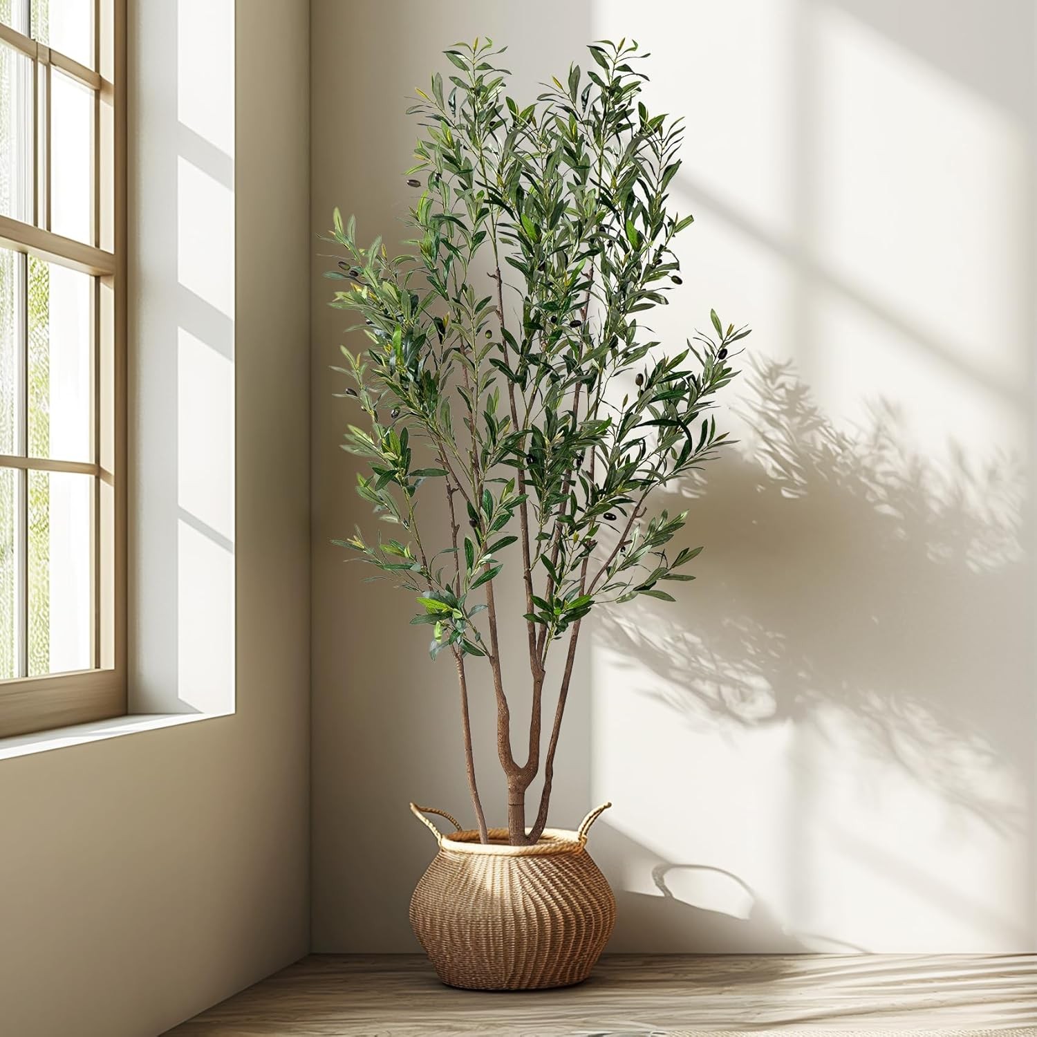 Faux Olive Tree 7FT Tall Artificial Silk Plant Natural