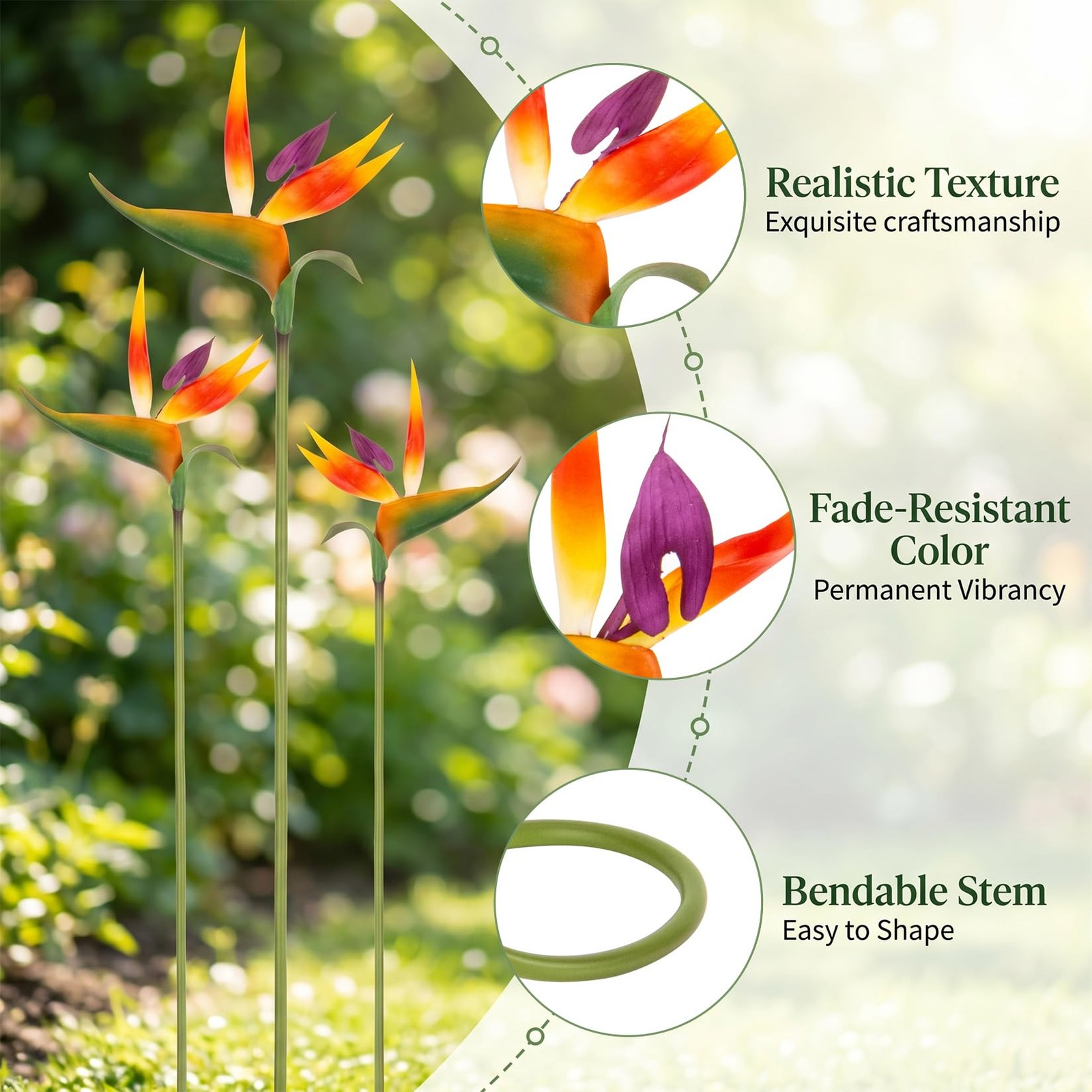 Bird of Paradise Artificial Plant – 2PCS 24″ UV Resistant Artificial Outdoor Pla