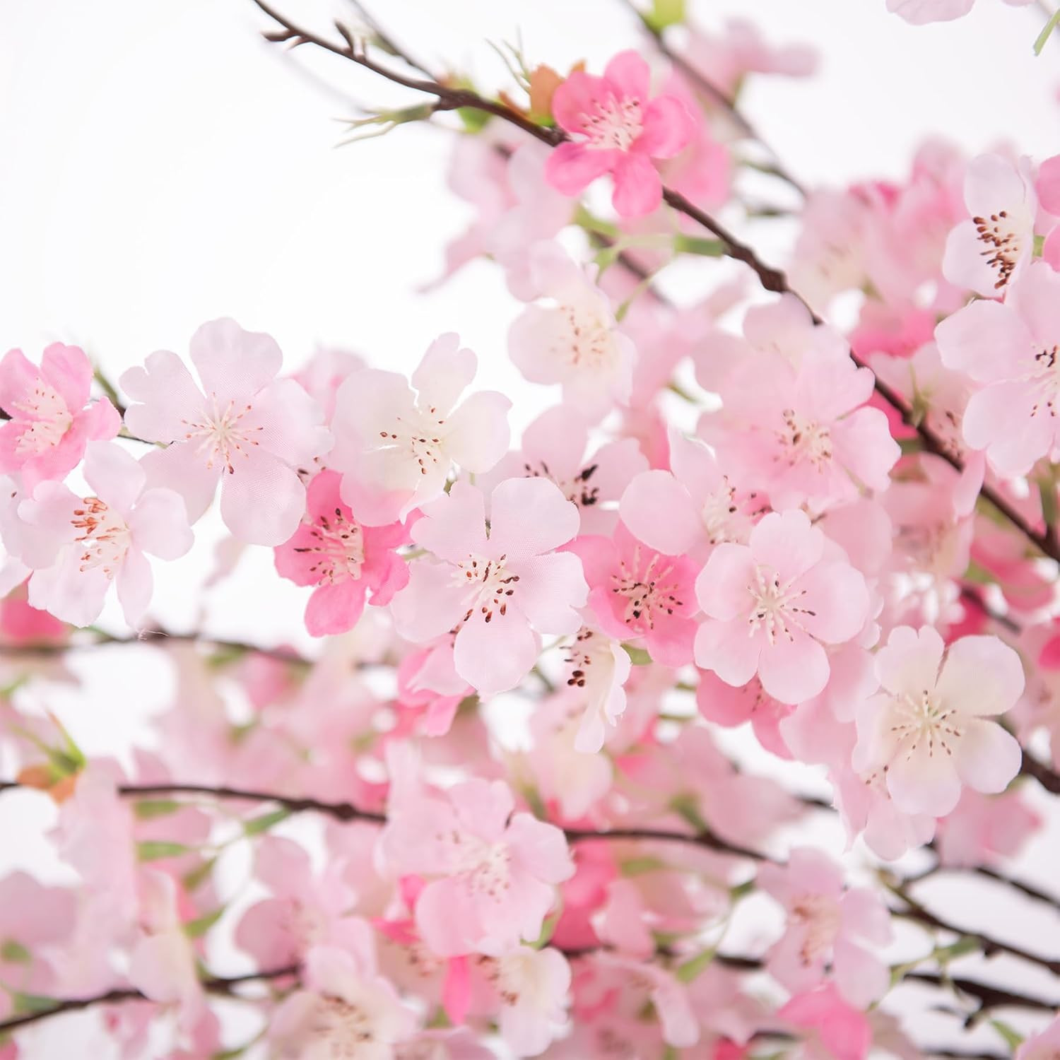 12 PCS Faux Cherry Blossom Branches Decor 18.11 Inch Fake Artificial Cherry Flow