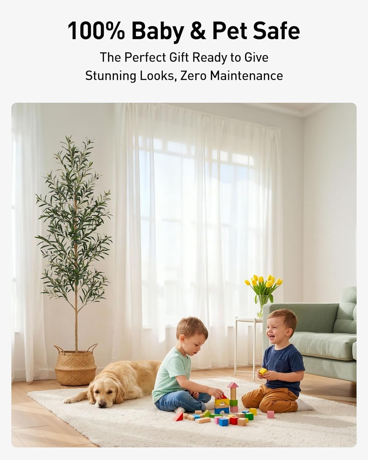 7FT Olive Trees Artificial Indoor, Tall Faux Olive Tree 7FT (84in) with Natural