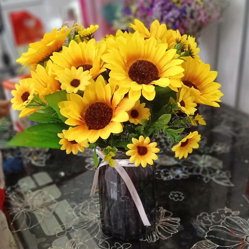 Artificial sunflower silk high quality beautiful bouquet holiday home decoration