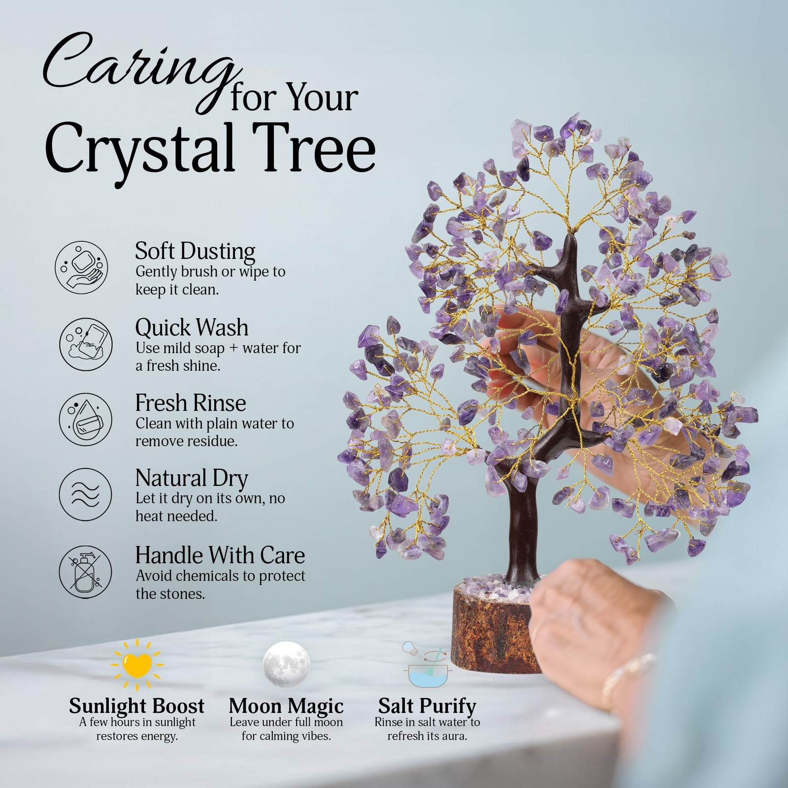 Amethyst Crystals Bonsai Tree Of Life Decor Good Luck Stones Gifts