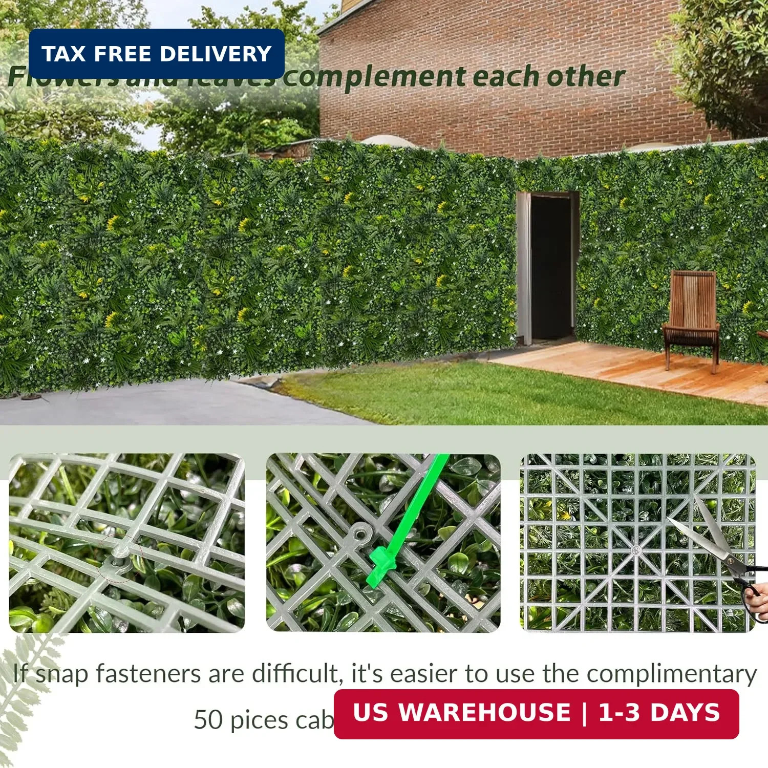 Artificial Grass Wall Boxwood Panel Roll: 40″x120″ UV Resistant | Faux Green Lea