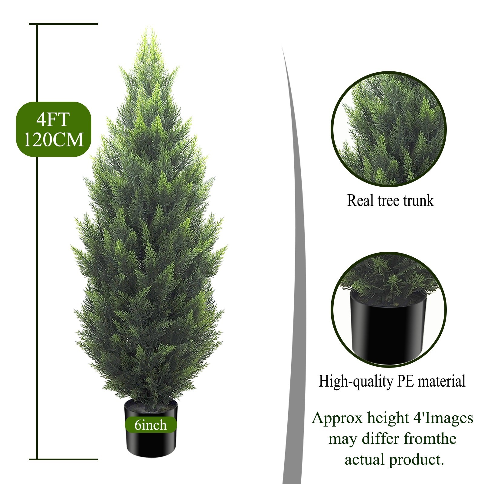 4FT Artificial Topiary Trees 2 Pack, Realistic Faux Cedar Pines UV Rated