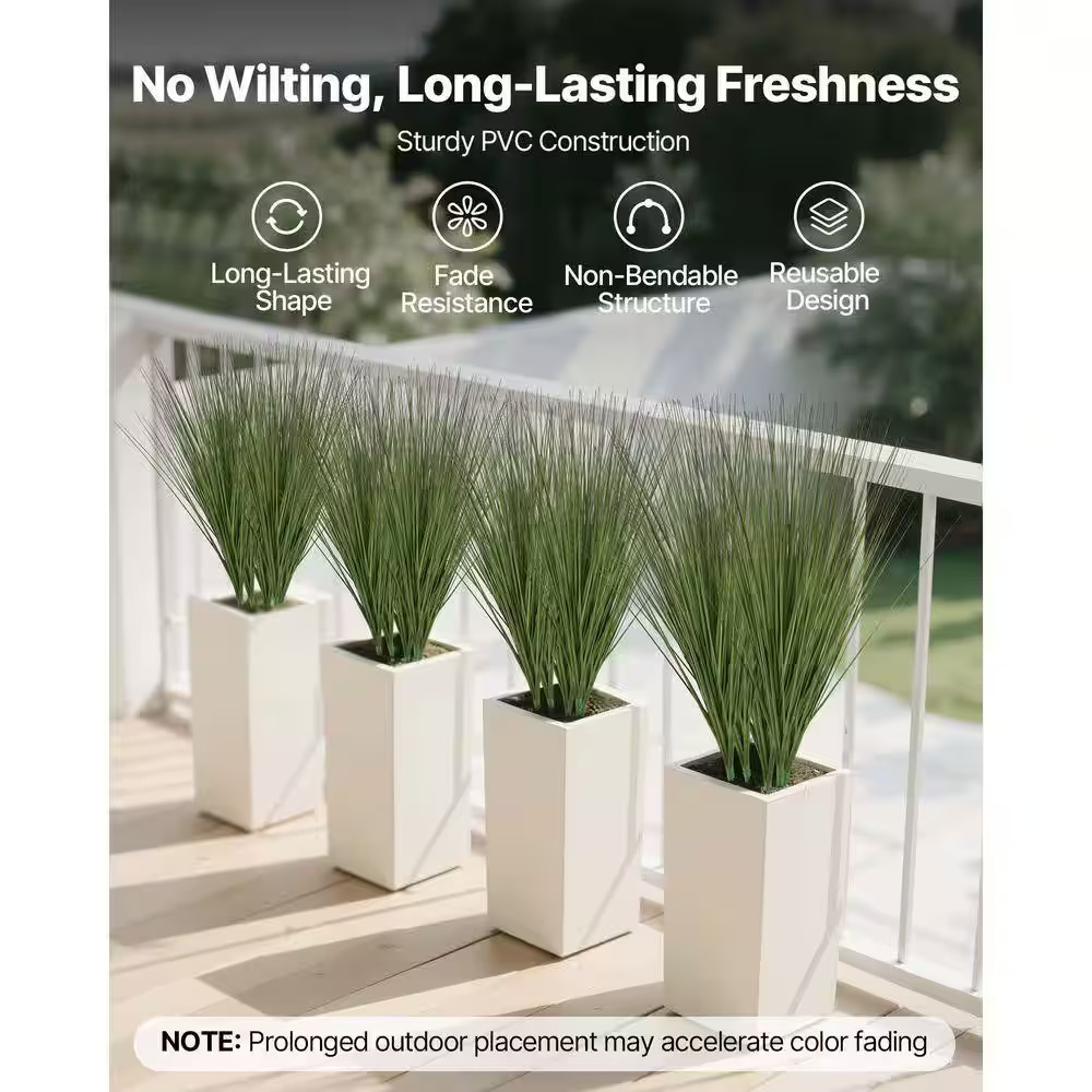 Artificial Onion Grass Plants 8 Pack 27 Inch Faux Greenery Outdoor Indoor Decor