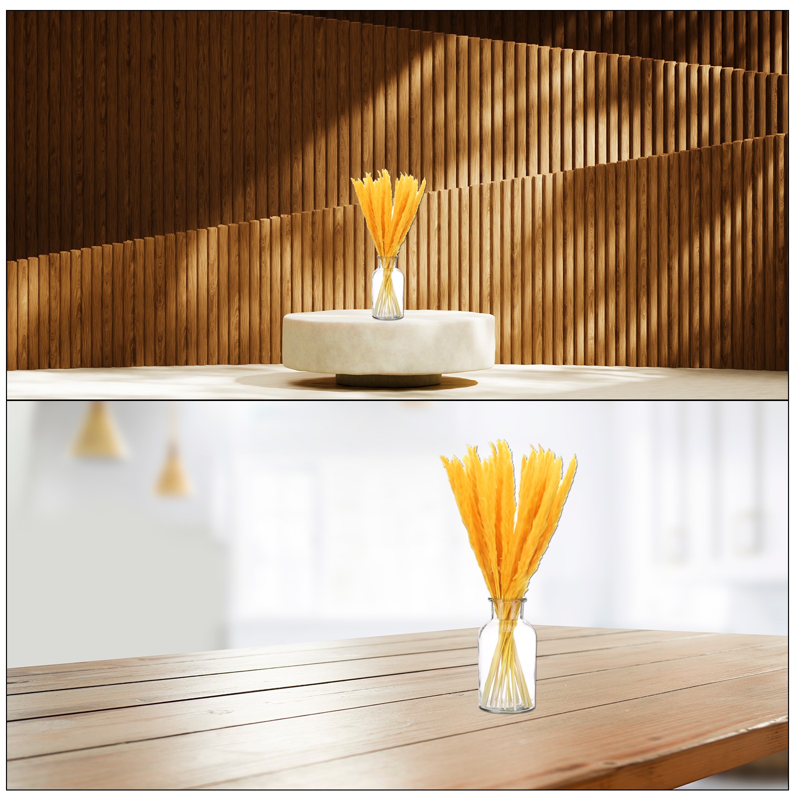 Orange Pampas Grass Decor, 30PCS 17 Inch(Length) Pampas Grass Bundle