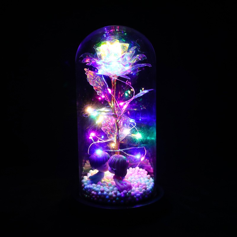 Eternal Forever Galaxy Rose Flower In Glass Dome LED Light Romantic Gift for Her