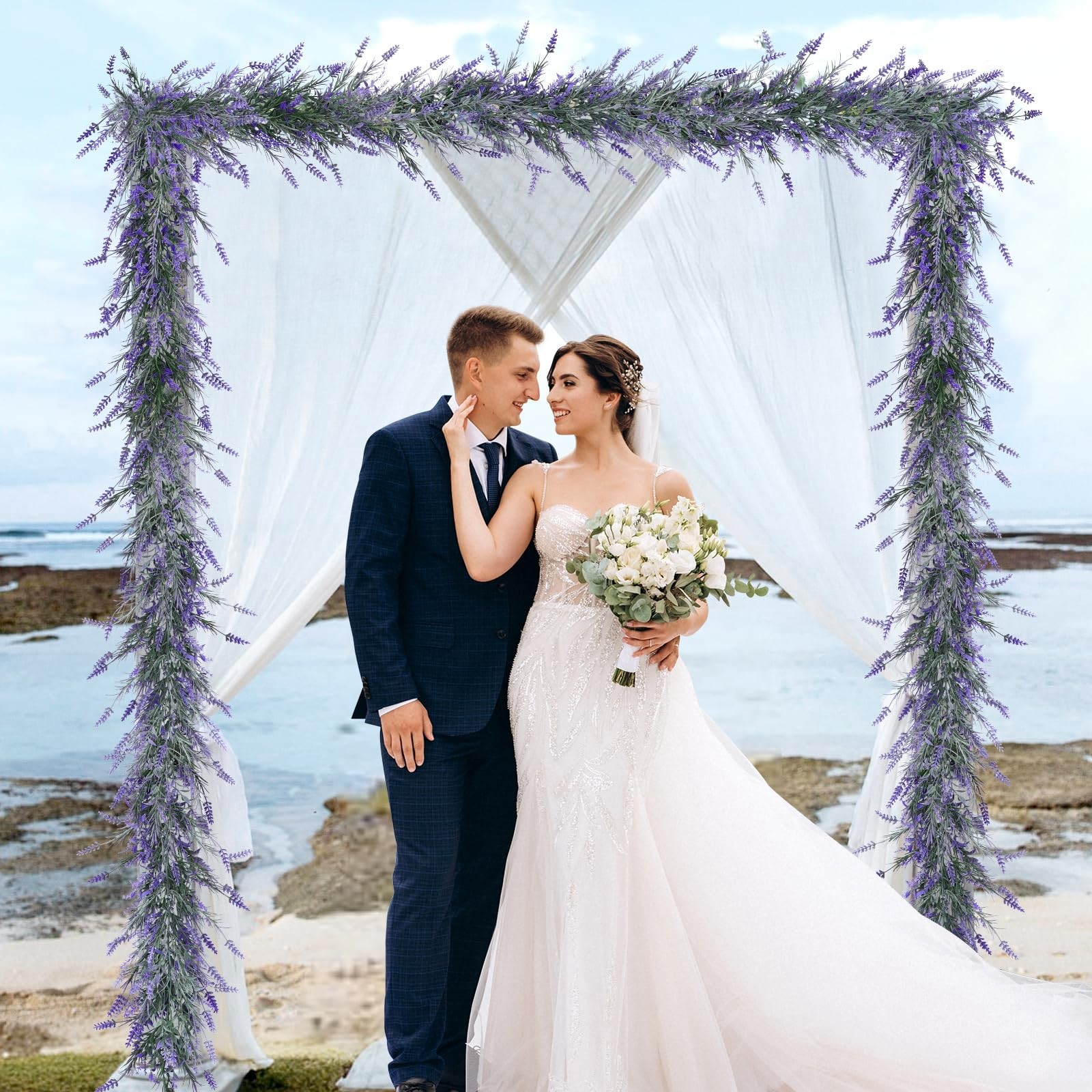 6FT 1PCS Spring Summer Lavender Garland Artificial Purple Flower Garlands Fau…