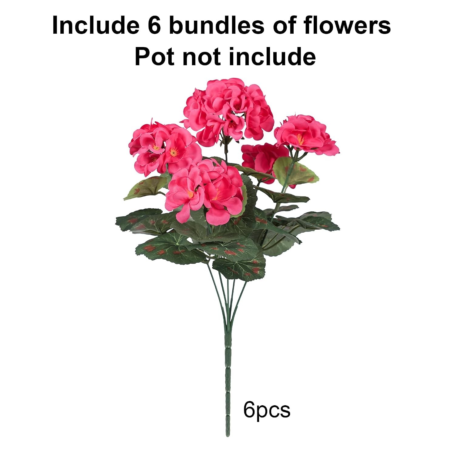 Artificial Geranium Fake Flowers Hot Pink Outdoor Decoration Silk Artificial