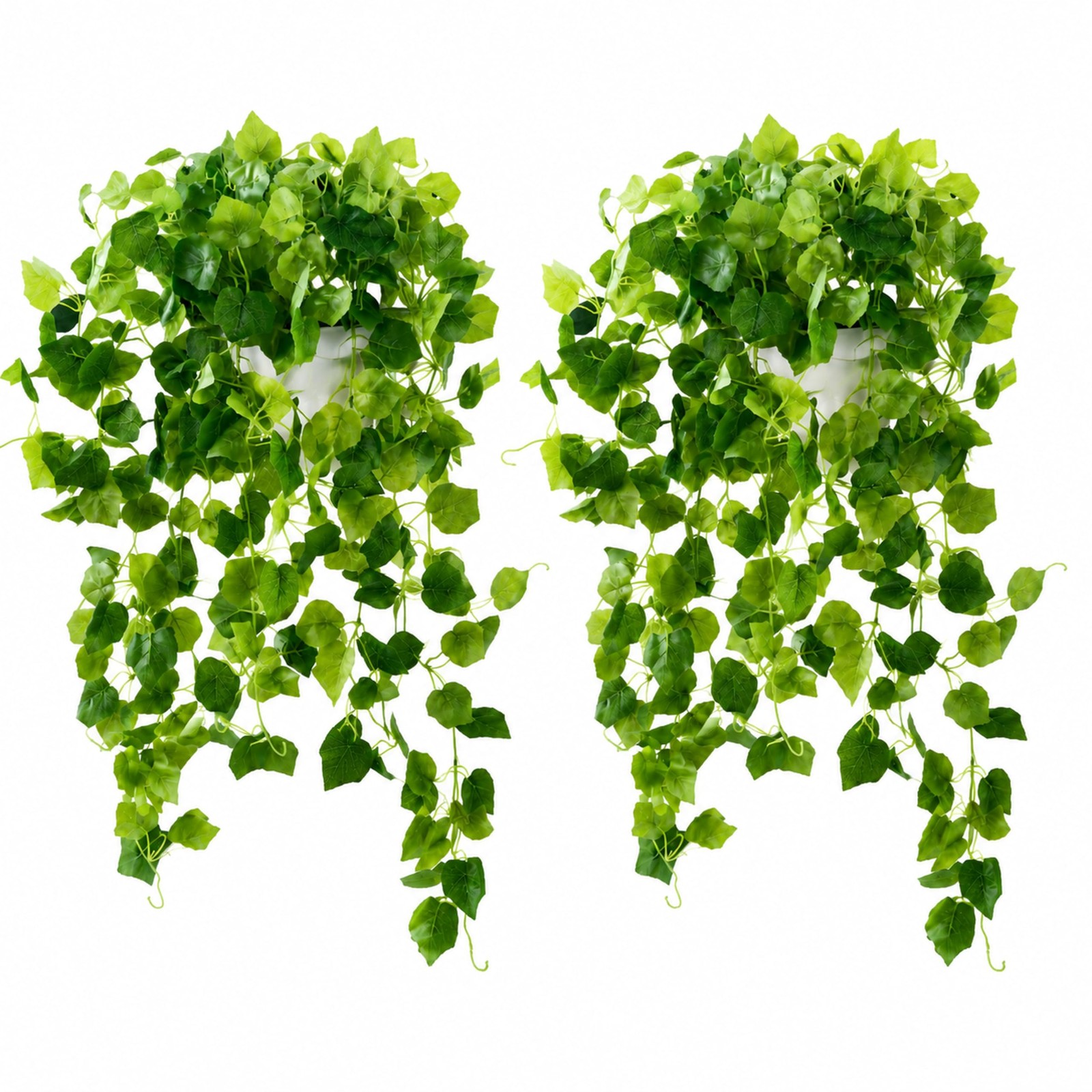 36″ Faux Hanging Ivy Plants in White Pots, 2 Pack Fake Pothos Artificial Hang…