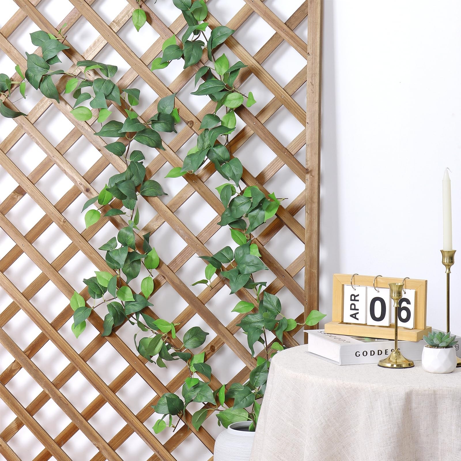 4 Strands Artificial Ivy Vine Hanging Plants 6.7ft Fake Scindapsus Vines Garl…