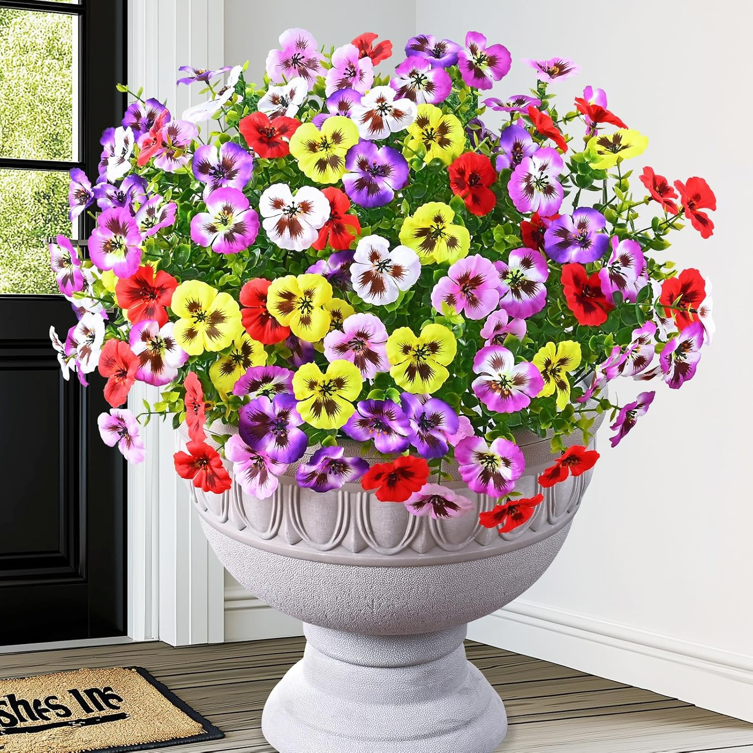 12 Bundles Look Real Artificial Flowers for Outdoors, Realistic