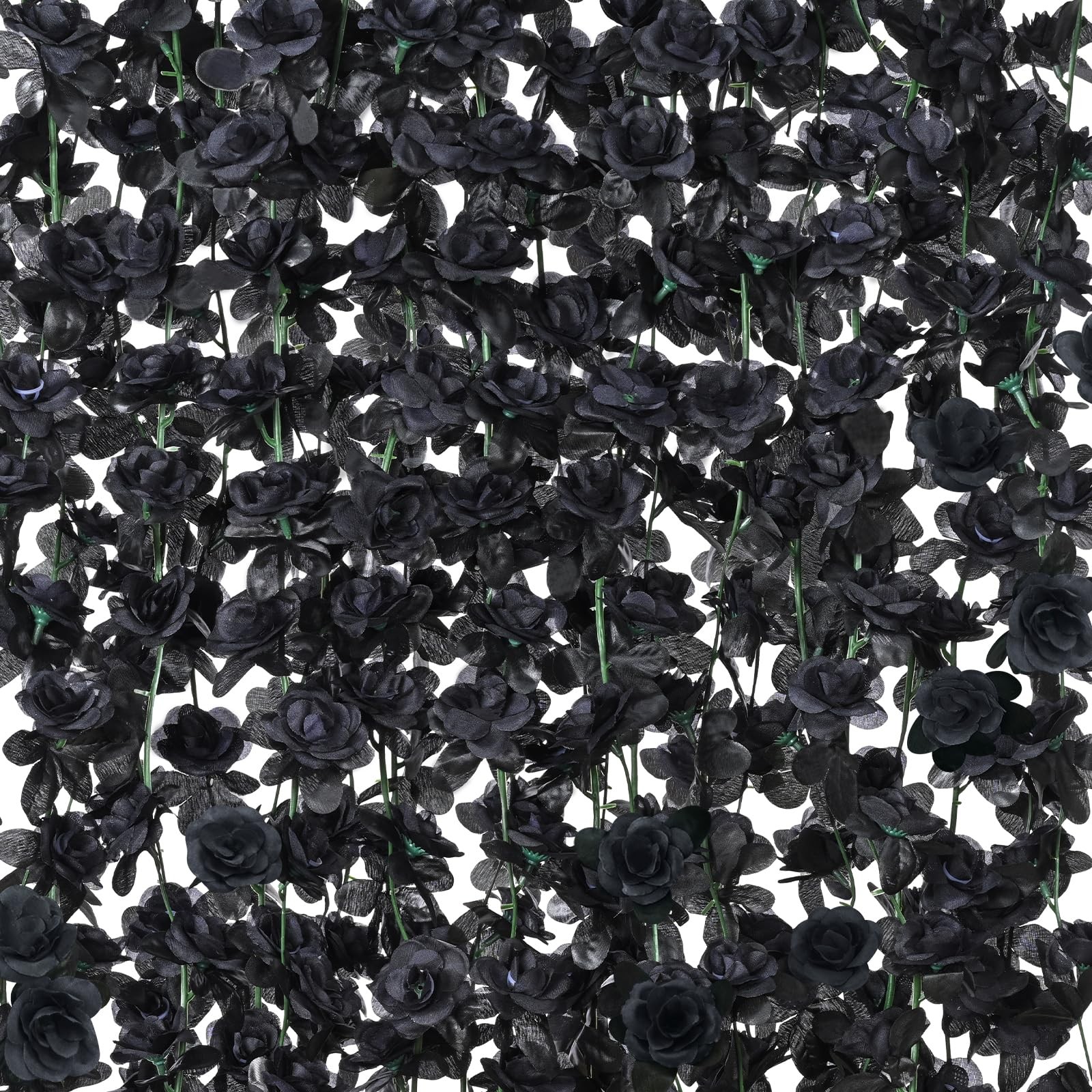 BLEUM CADE 2Pcs 16.4Ft Flower Garland Artificial Rose Vines for 2 Pcs, Black