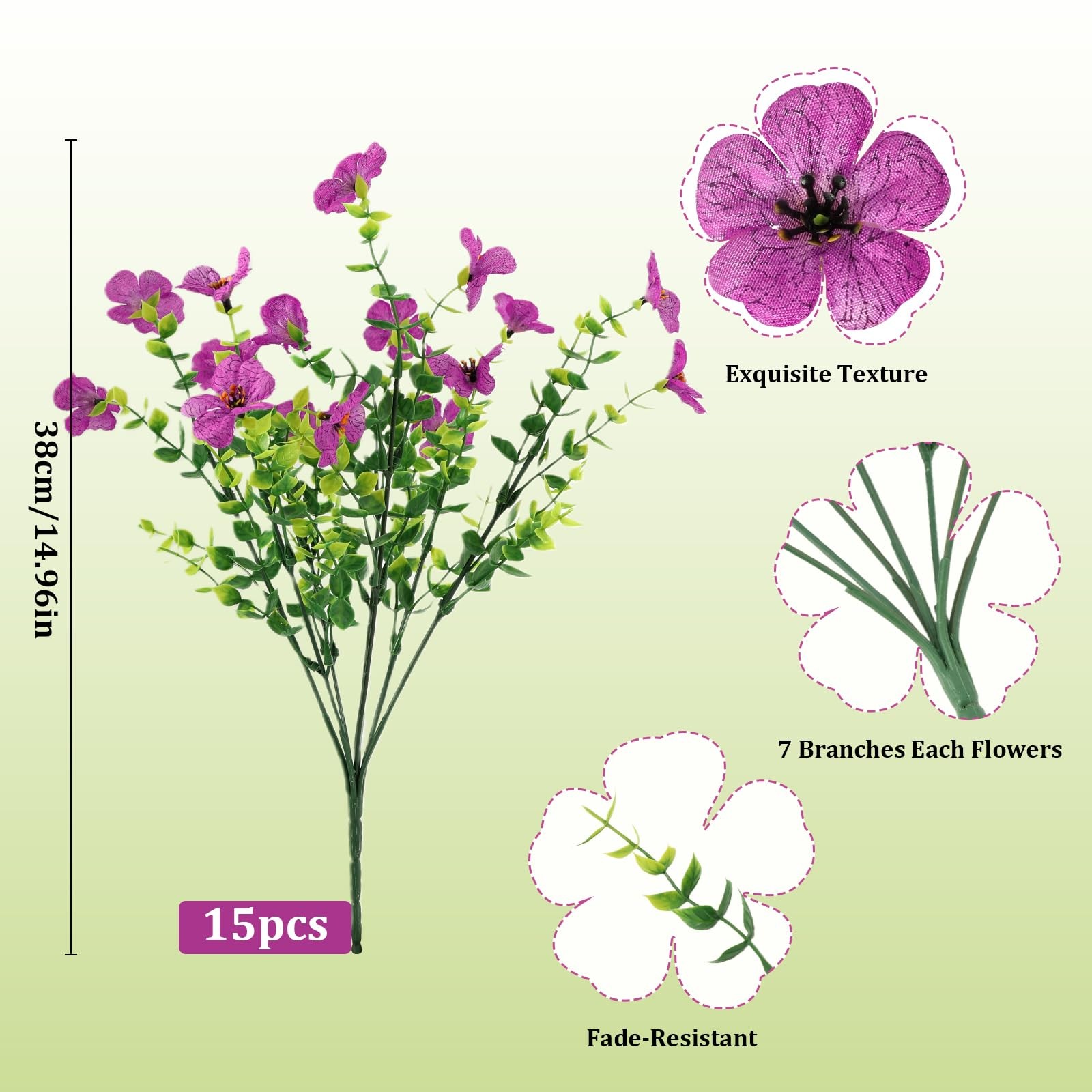 Artificial Flowers for Outdoors, UV Resistant Fake Flowers, Realistic Faux Pl…