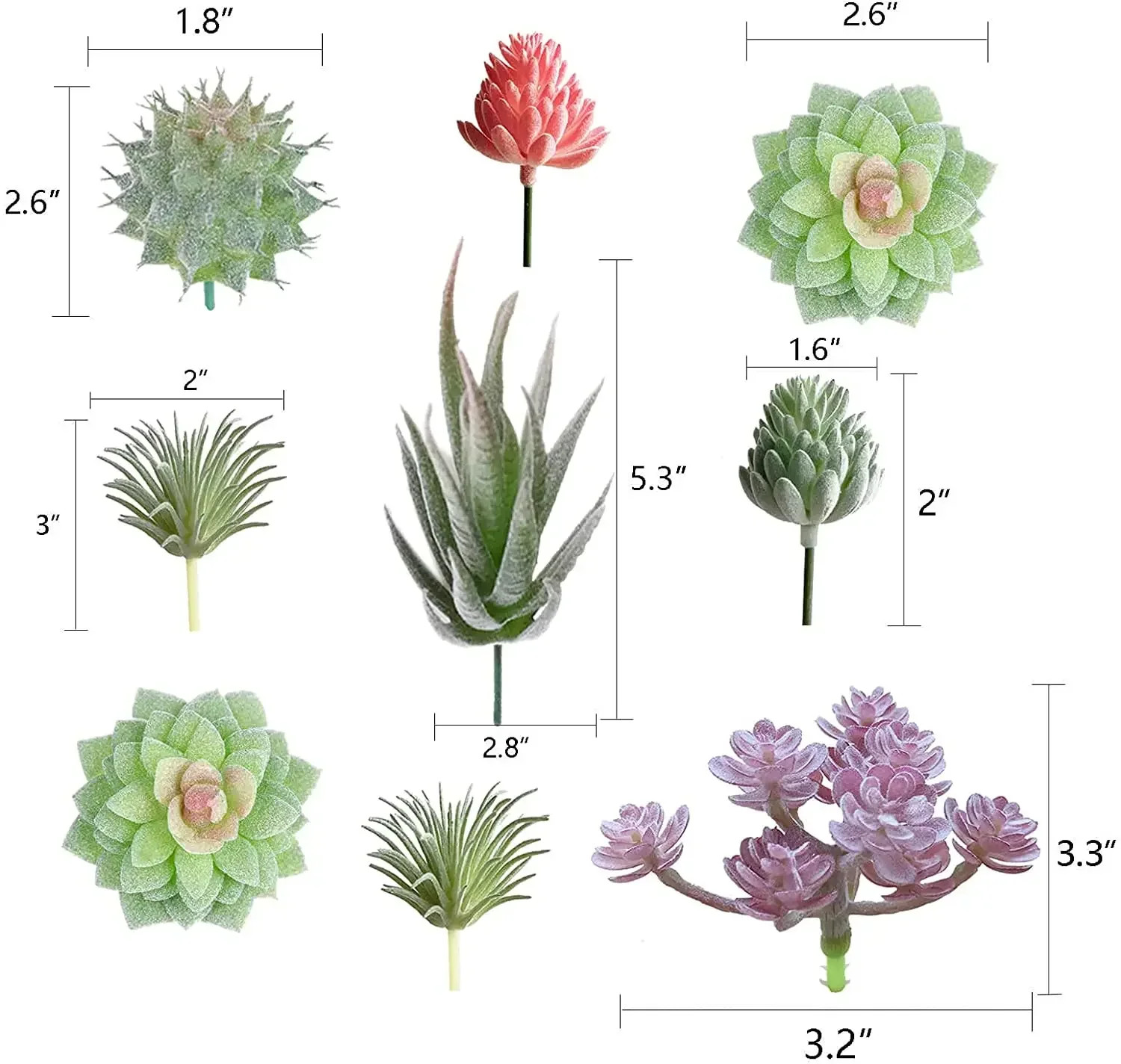 9pcs Artificial Succulent Plants Small Indoor Home Decor Assorted Faux Greenery