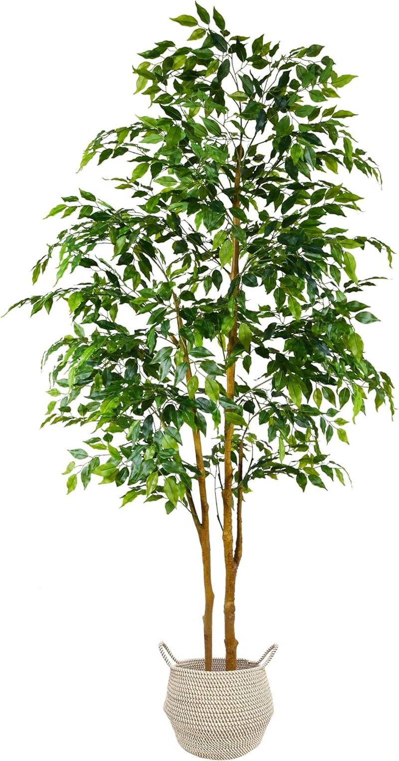 7Ft Artificial Ficus Tree with Basket – Realistic Faux Plant for Home Décor
