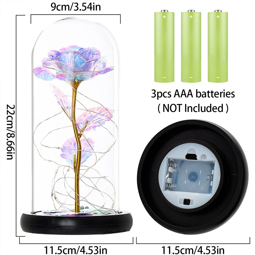 Preserved Forever Valentines Day Flower Gifts for Her Glass Light Up Rose Gifts