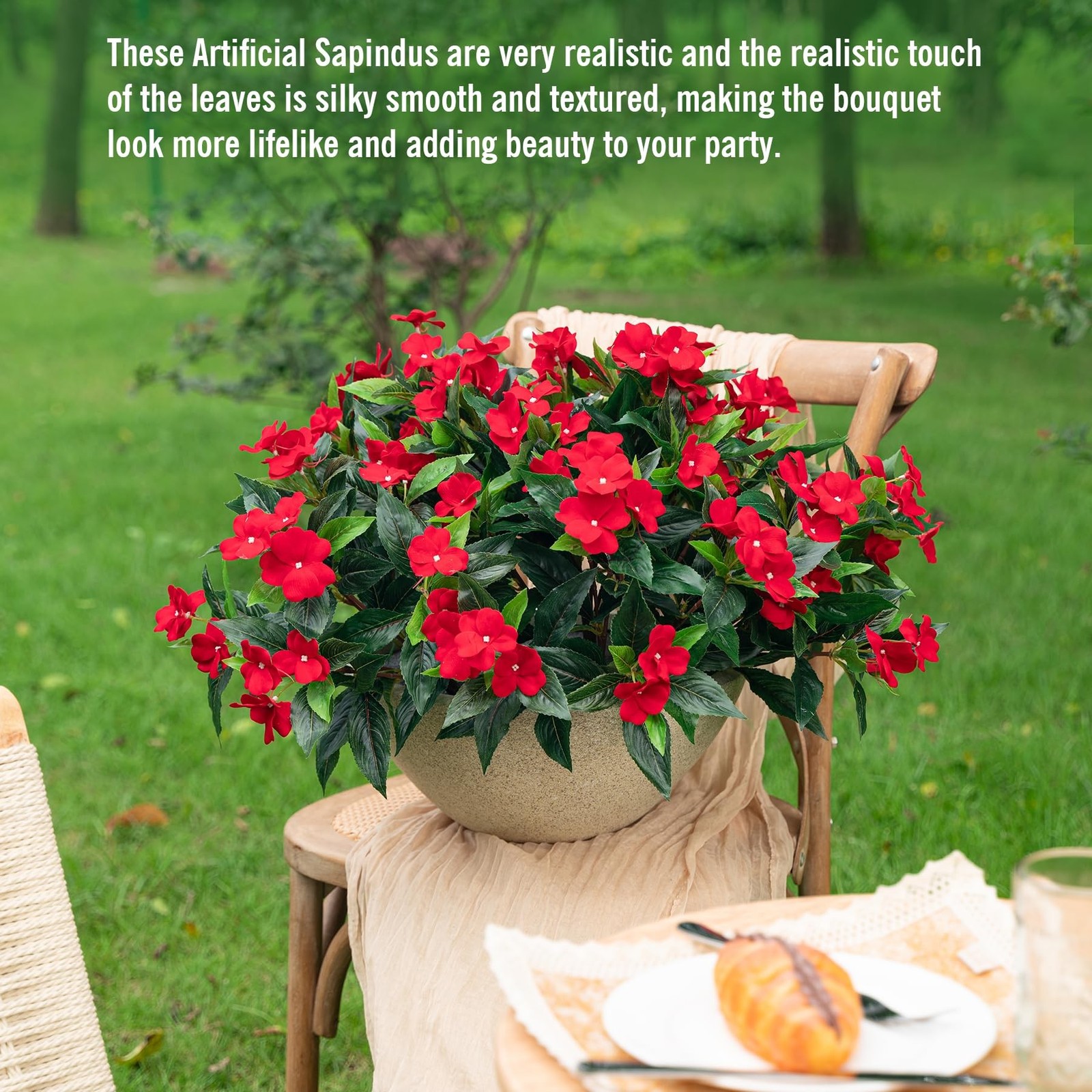 Uqueeten15.7 Fake Flowers Artificial Flowers Outdoor,Silk Artificial Impatiens