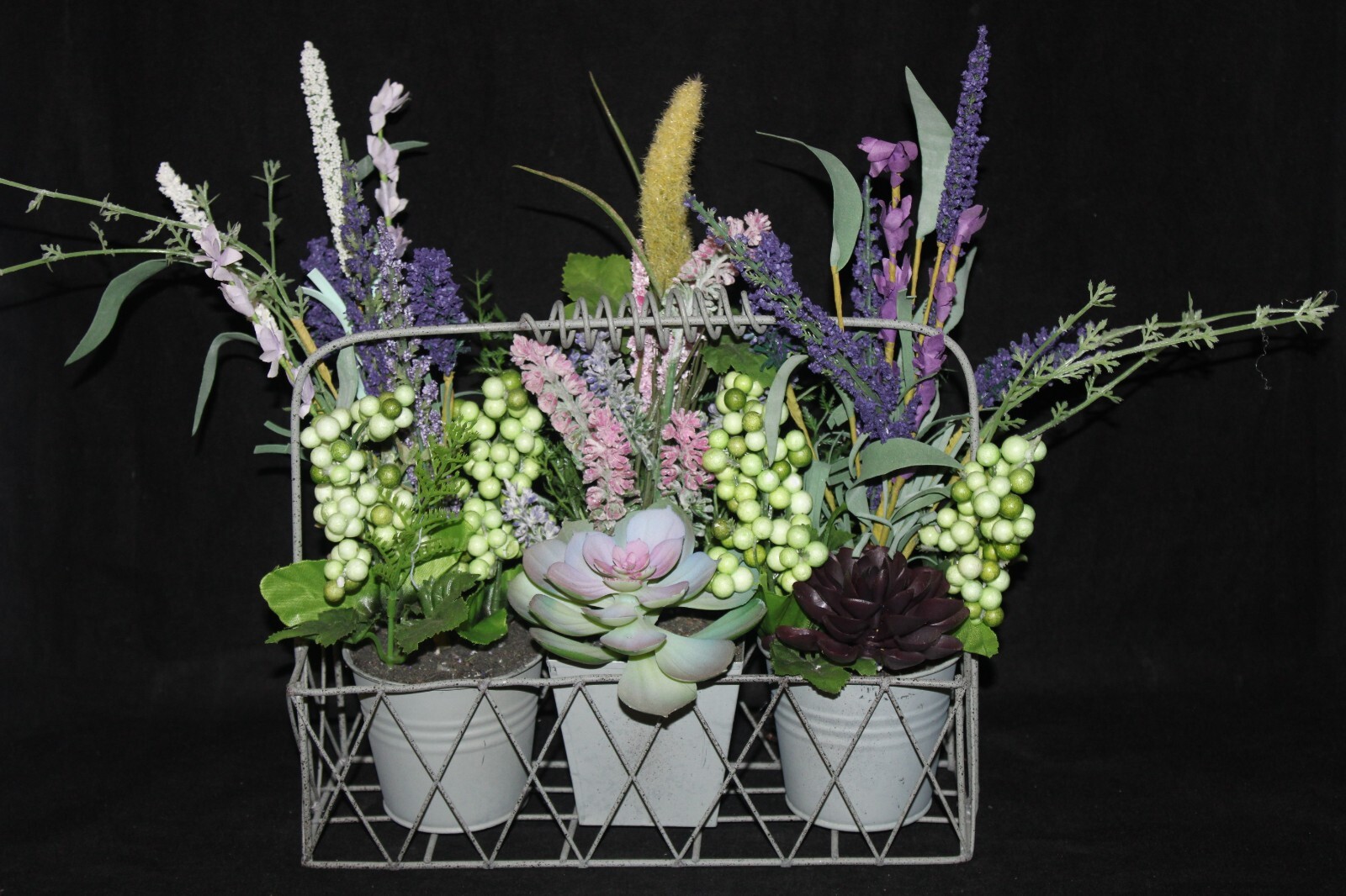 Mixed Artificial Succulent Arrangement in Metal Planter