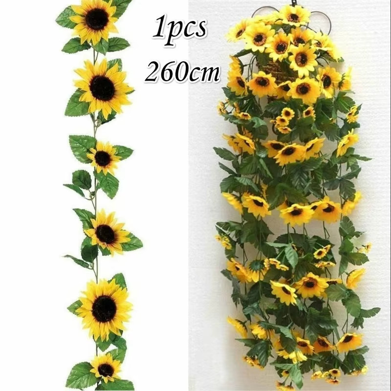 1/2/5PCS Artificial Sunflower Garland 260cm Wedding Floral Vine Decoration