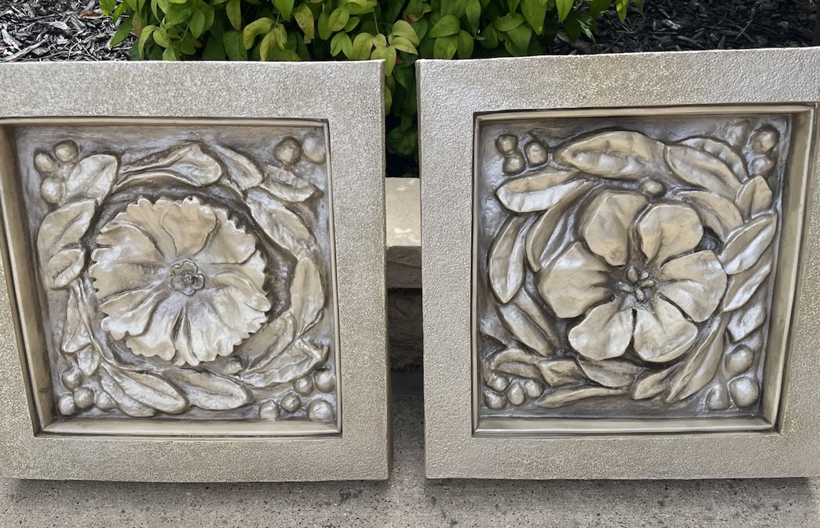 Bombay Company Flower Box Wall Decor Set Of 2 Champagne Color 3-D Stone 15×15”