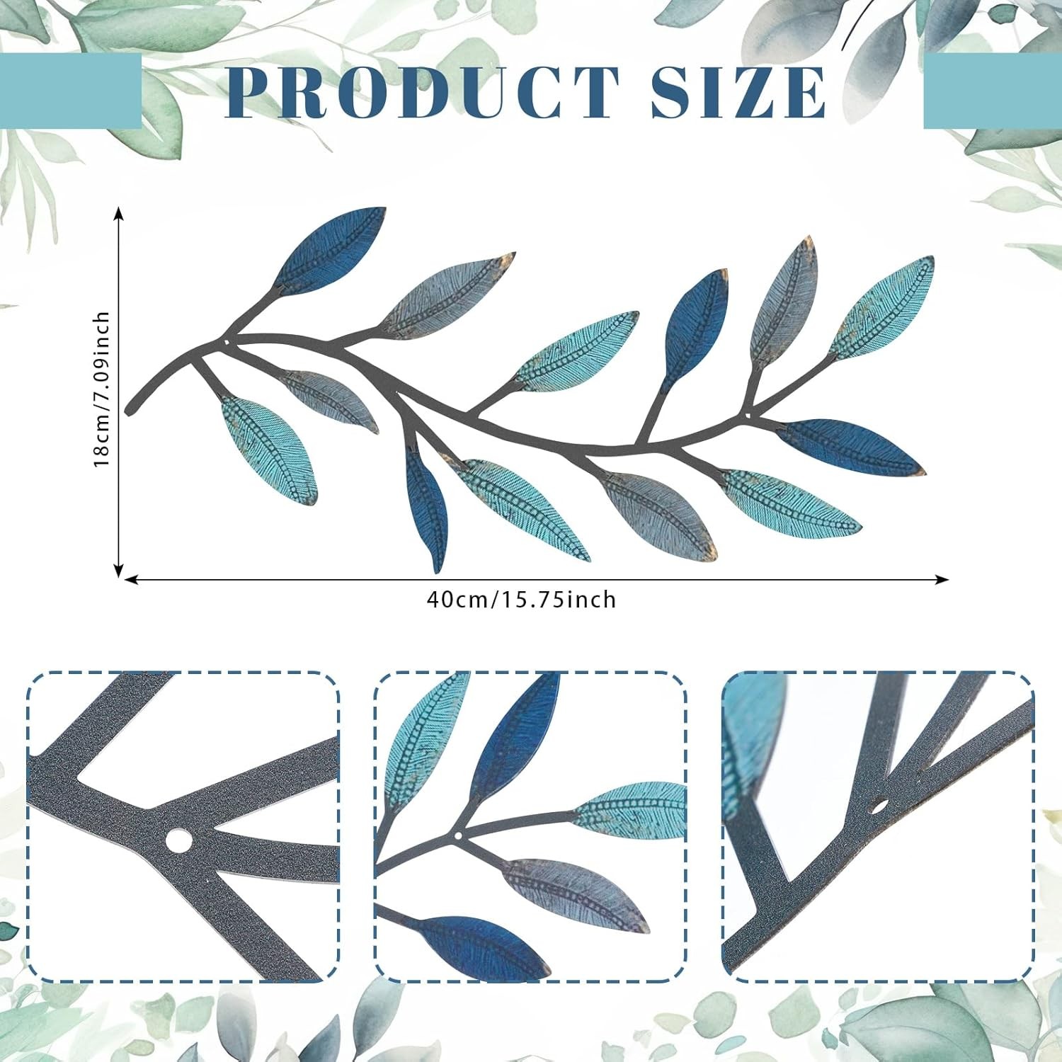 2 Pieces Metal Tree Leaf Wall Decor Vine Olive Branch Leaf Wall Art Living Room
