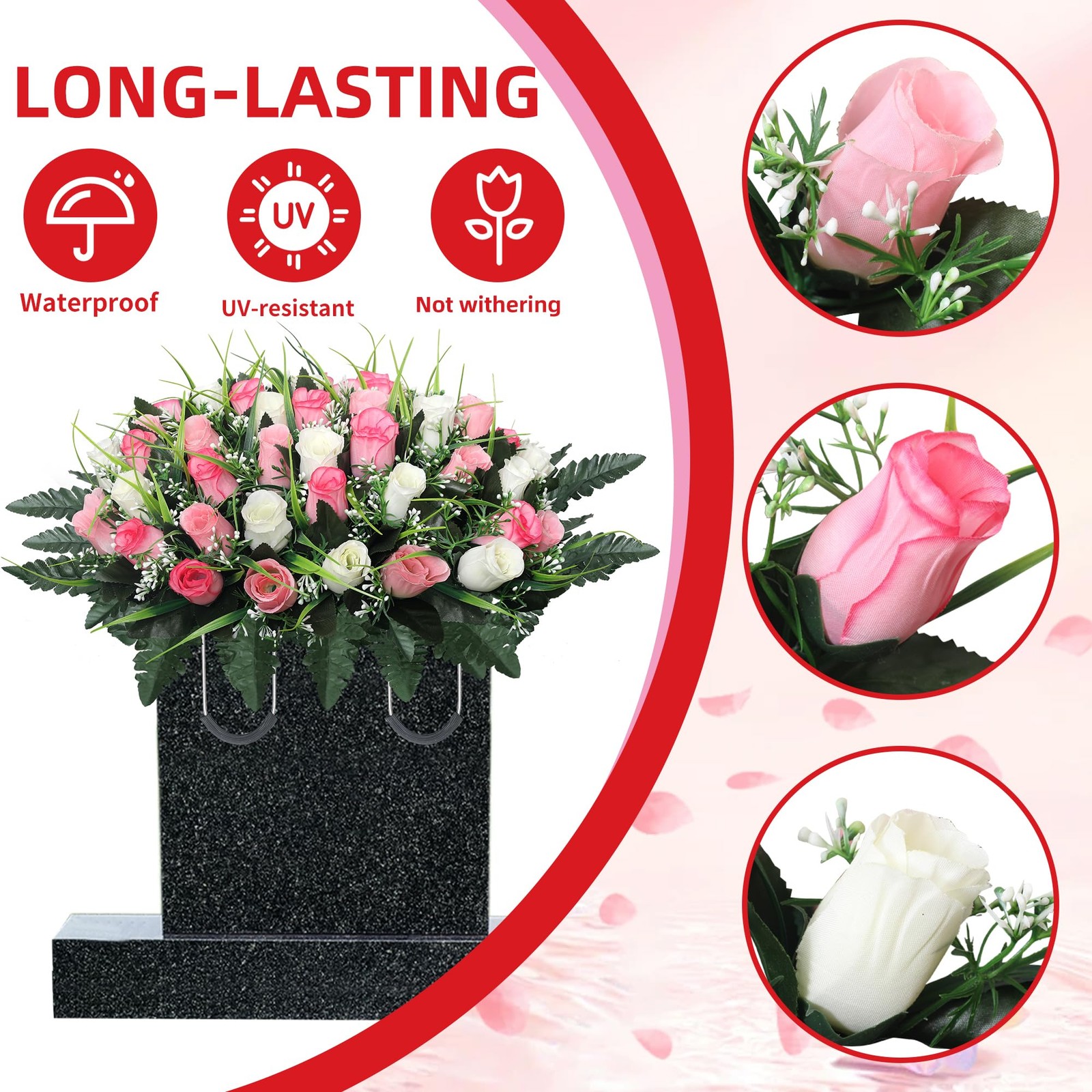 Cemetery Flowers for Grave,Headstone Flower Saddle,Flowers for Cemetery Grave…