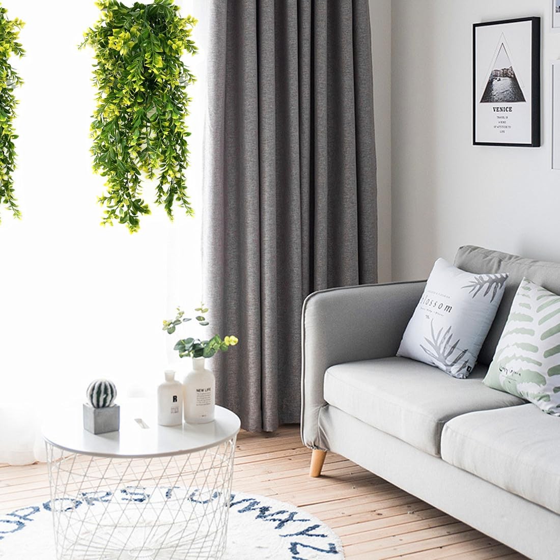 Artificial Hanging Plants, Fake Vines Decoration Plastic Leaves Faux Ivy Foli…