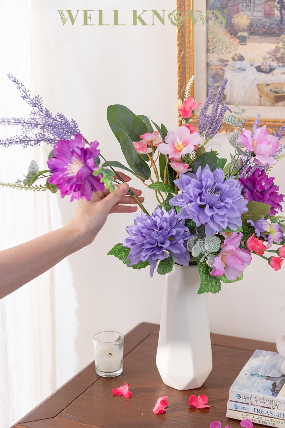 Artificial Flowers Bouquet, Fake Flowers for Vase, Silk Faux Flowers DIY Tabl…