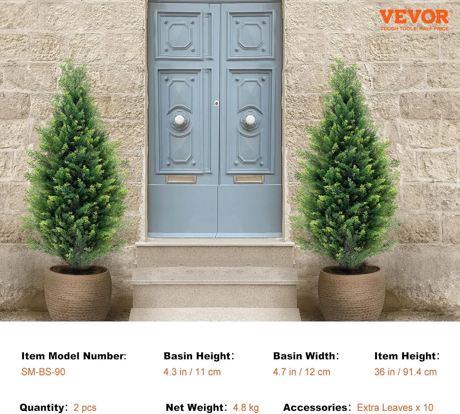 36-inch Faux Cedar Topiary Tree Set – -Round Indoor/Outdoor Plants – 2 Pack