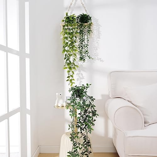 Fake Hanging Plants Artificial Hanging Plant, Faux Hanging 4pcs Mixed Set