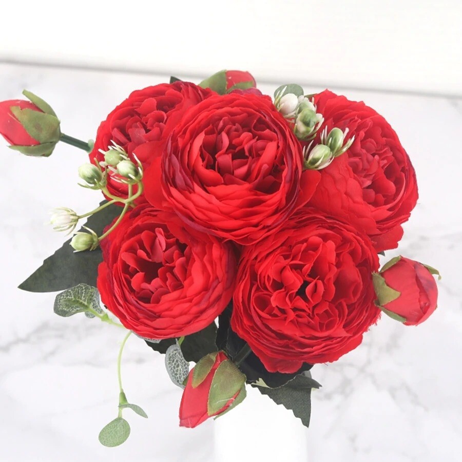 Rose Flowers Bouquet Peony Artificial for Home, Wedding Indoor Decoration