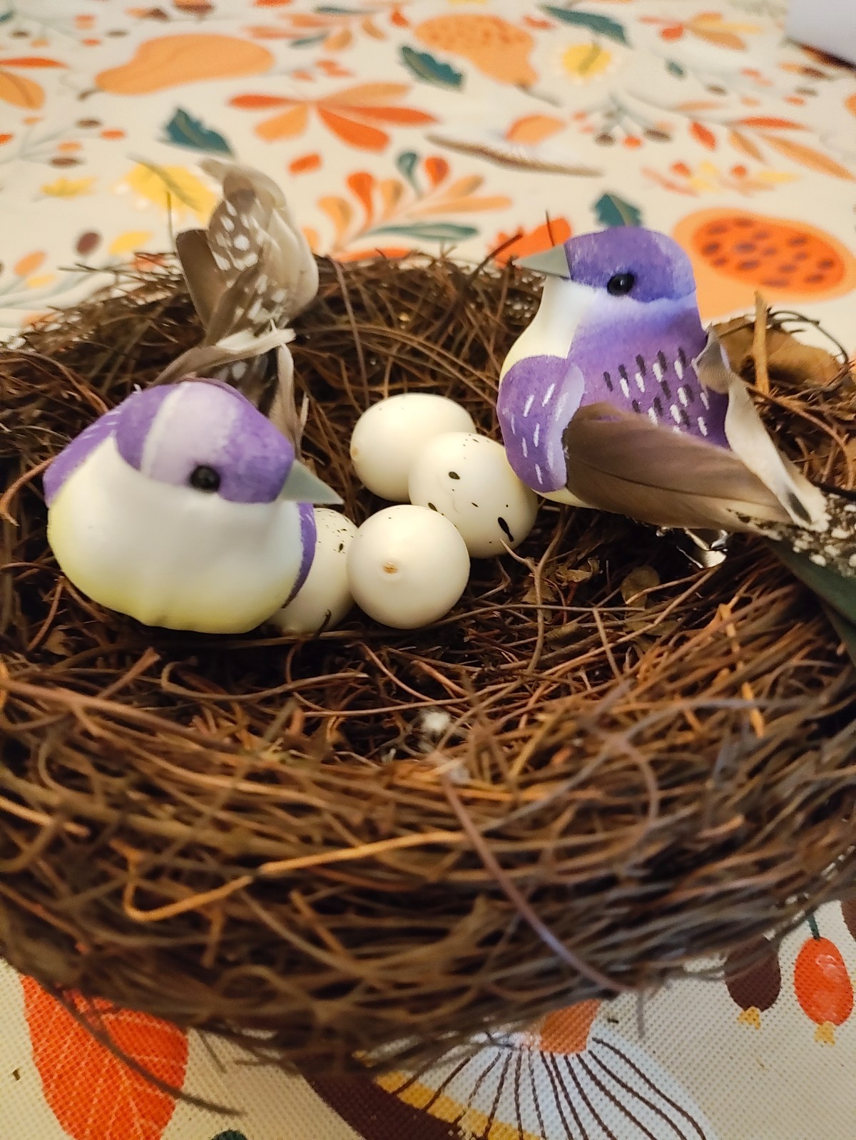 6″ Faux Artificial Bird’s Nest with 2 Bird’s & Colorful Eggs.