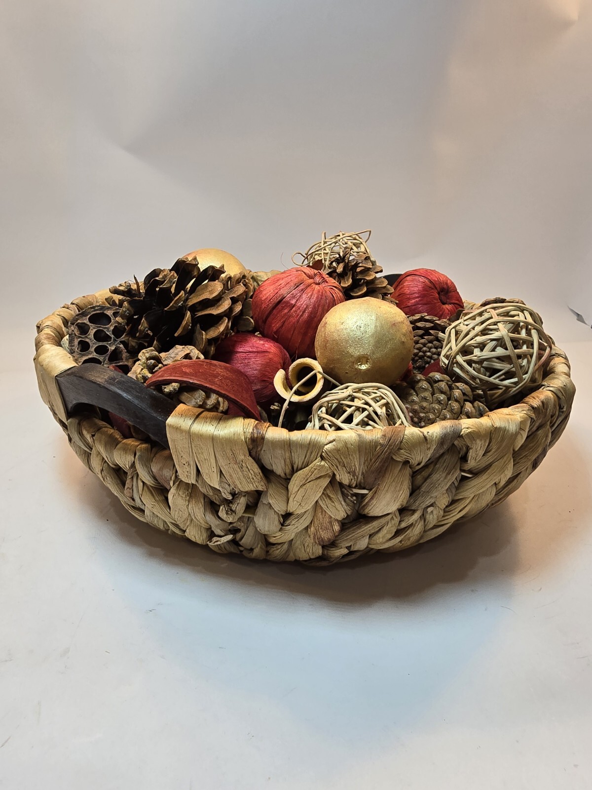 Rustic Forest Jumbo Artificial Bowl Filler w/basket Holiday Decor Potpourri