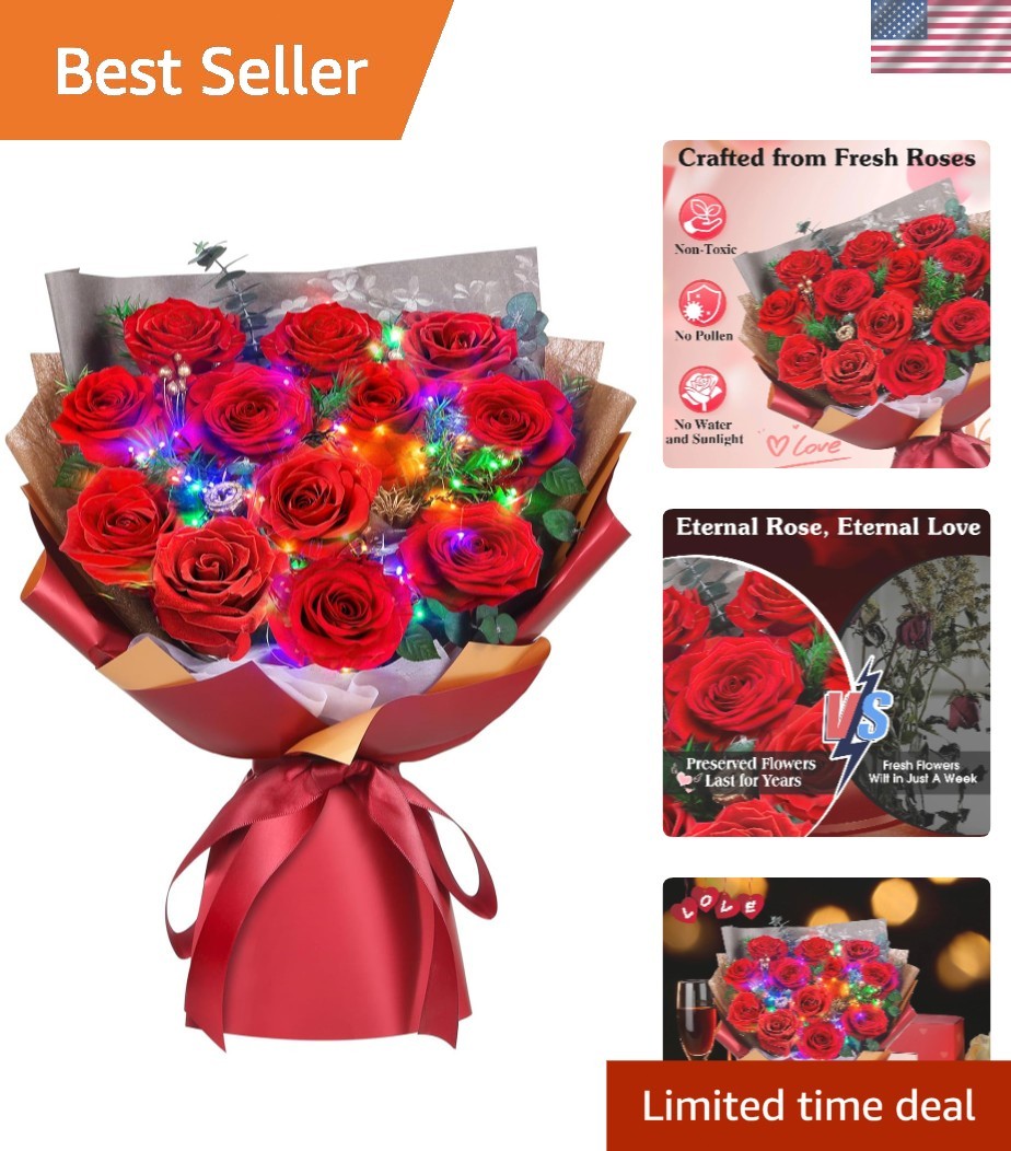 Preserved Roses Bouquet Valentine’s Day Gift Long Lasting Beauty for Women