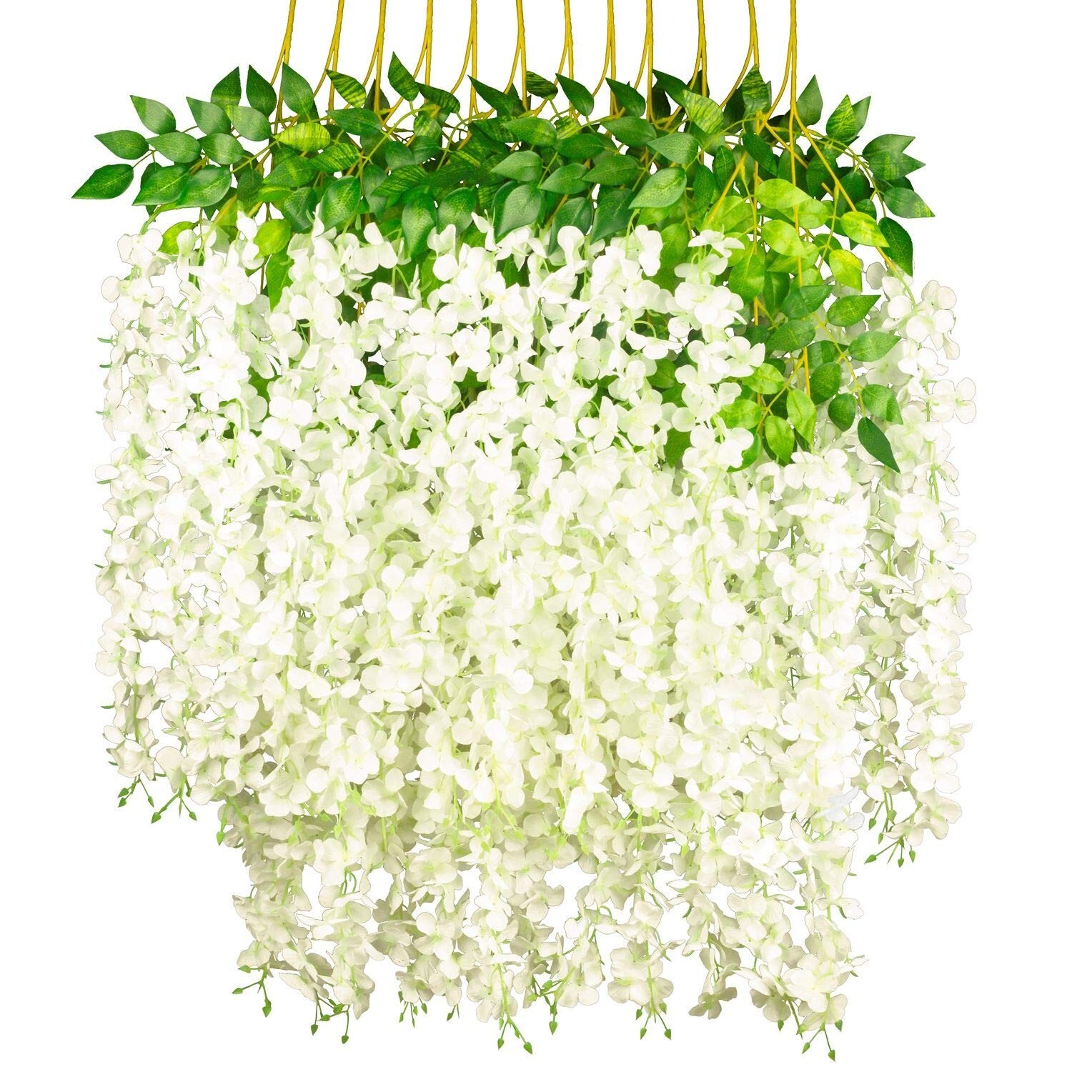GPARK 12 Pack /45 inch /3.7ft Wisteria Artificial Fake Flower Bushy Silk Vine…