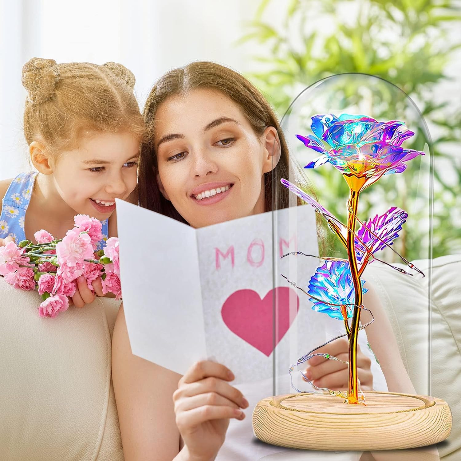 LED Light Eternal Rose Flower In Glass Dome For Him/Her