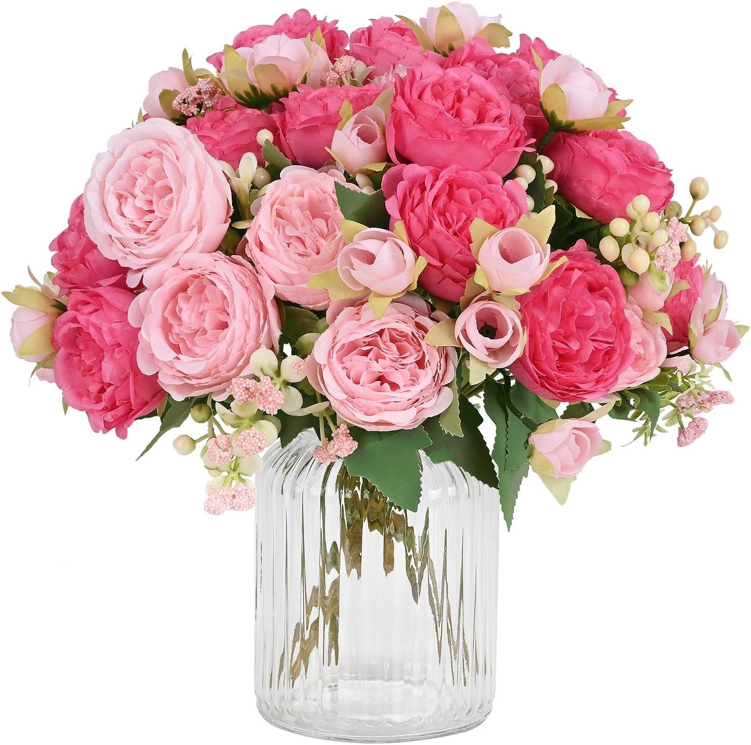 2 Pack Peonies Artificial Flowers Mixed Pink Artificial Peonies Silk Peonies