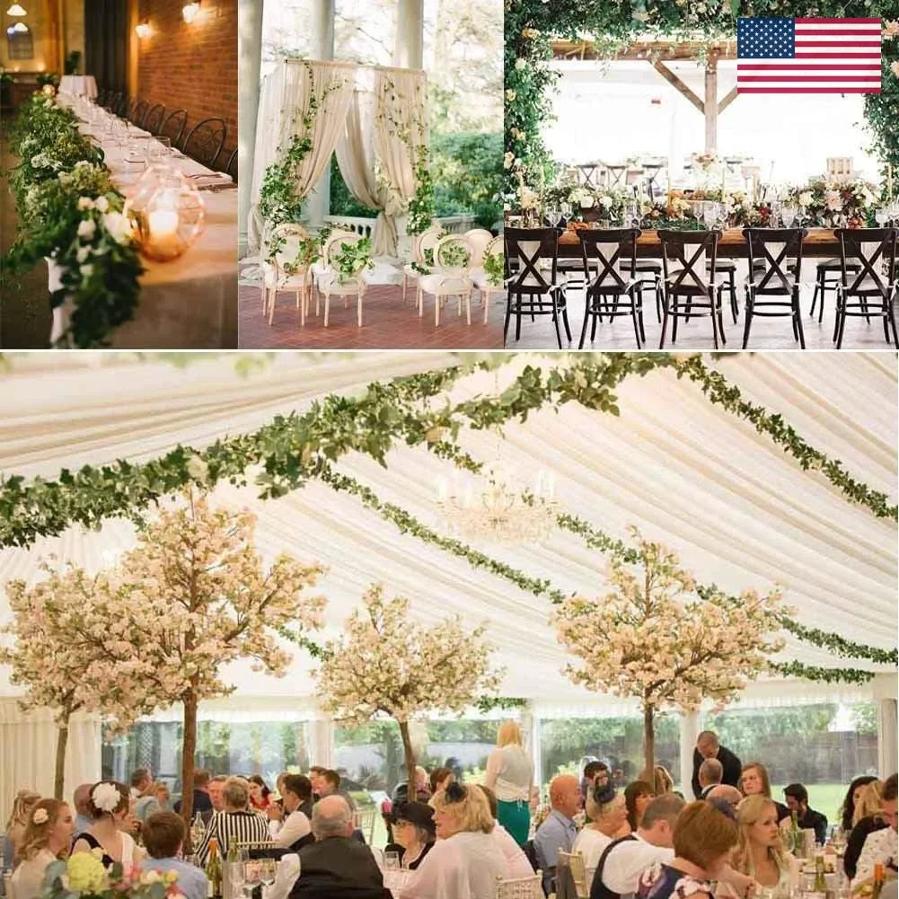 EZFLOWERY 12 Strands 84 Feet Artificial Ivy Vines Leaves, Silk Garland Fake FAST