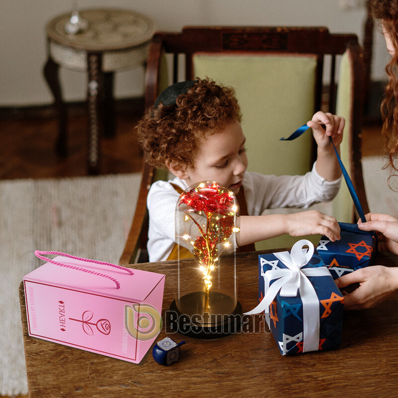 Rose LED Light Glass Gift for Wife Women Her Christmas Girlfriend Birthday Lover