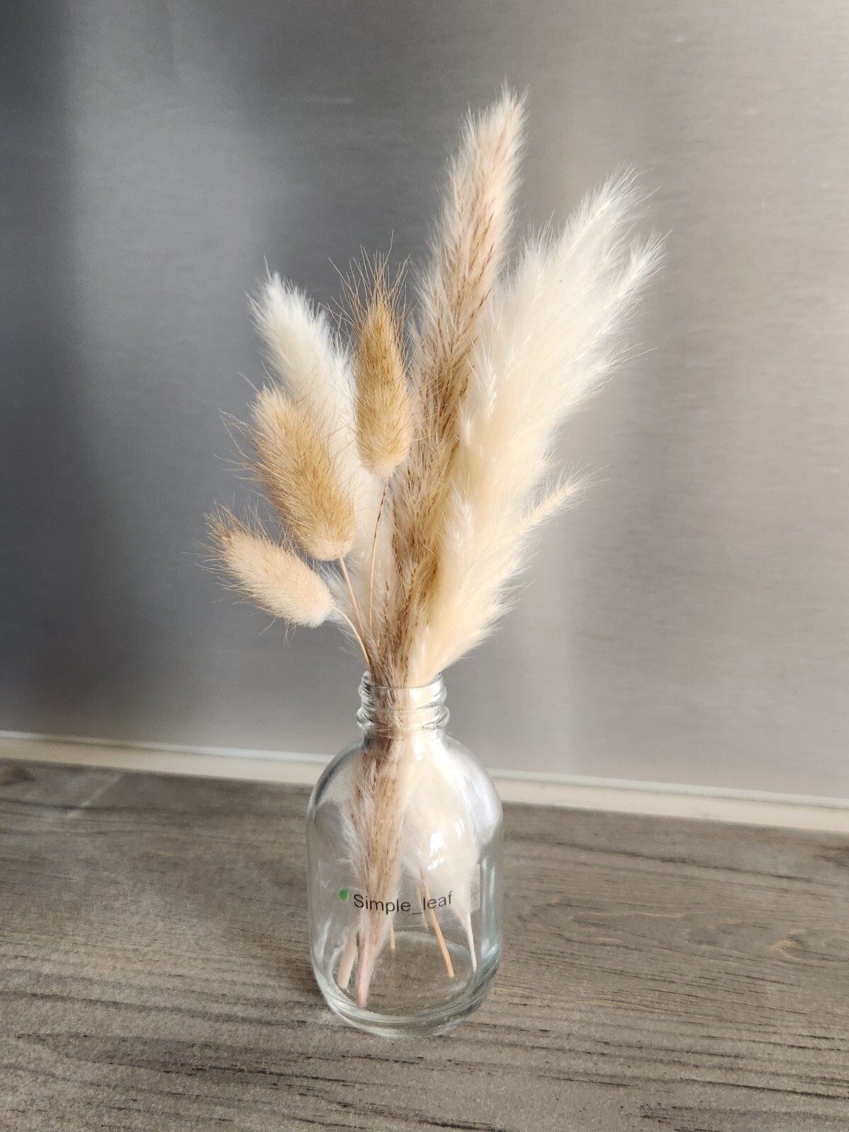 Decor Set – 3 Potted Artificial Succulent, Dried Grass Bouquet in Glass Bottle
