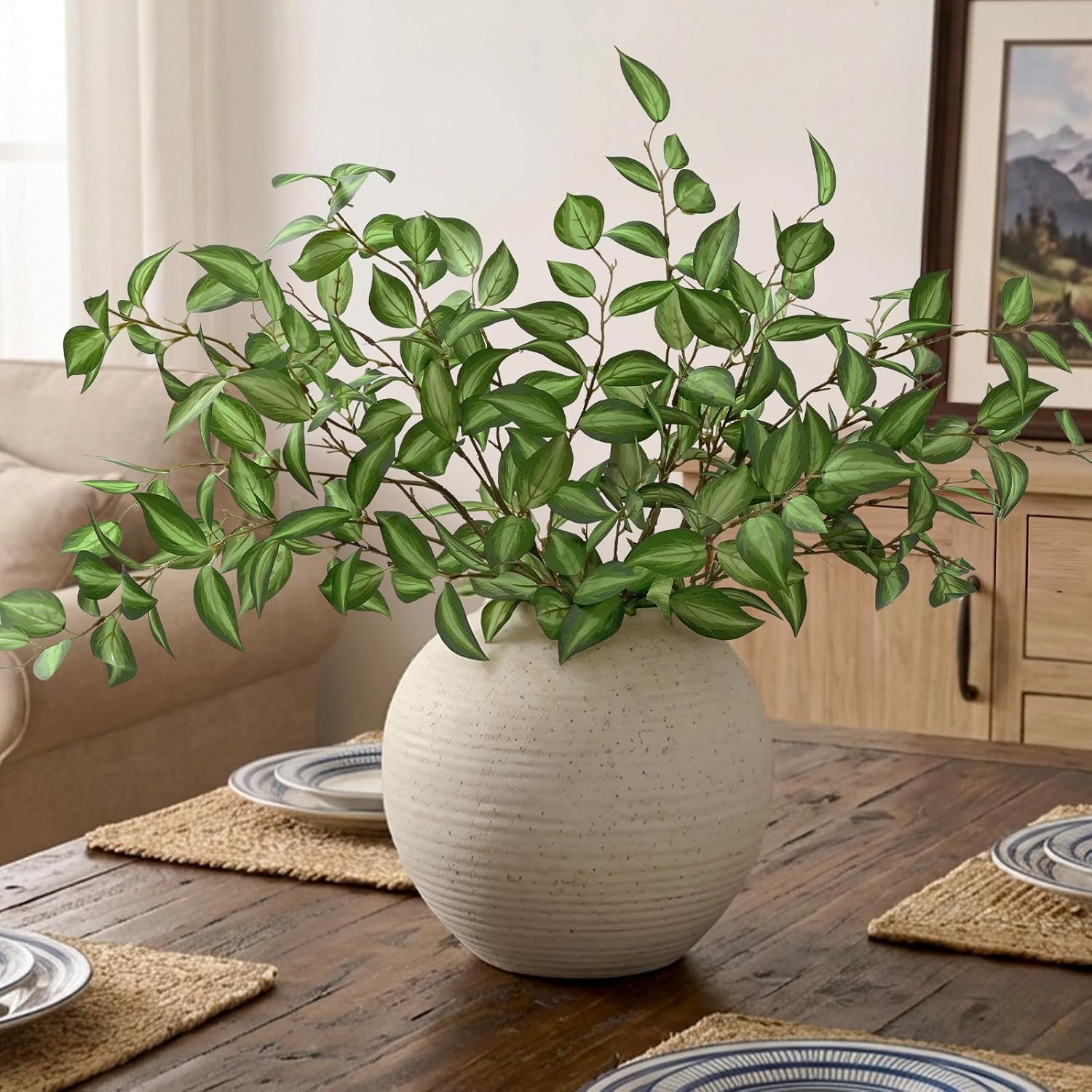Waipfaru 5PCS Greenery Stems for Vases, 32.7 inch Artificial Eucalyptus Green Fa
