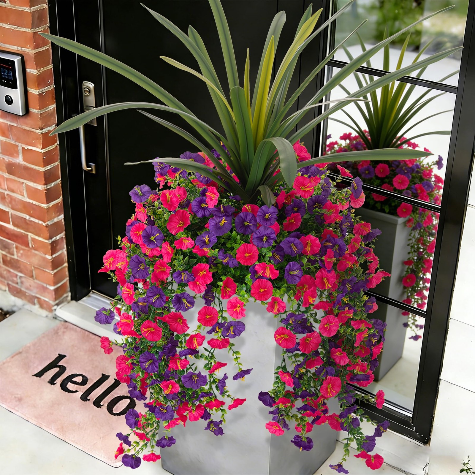 Fake Artificial Morning Glory Flowers for Outdoors, 1 Bundles Faux Greenery P…